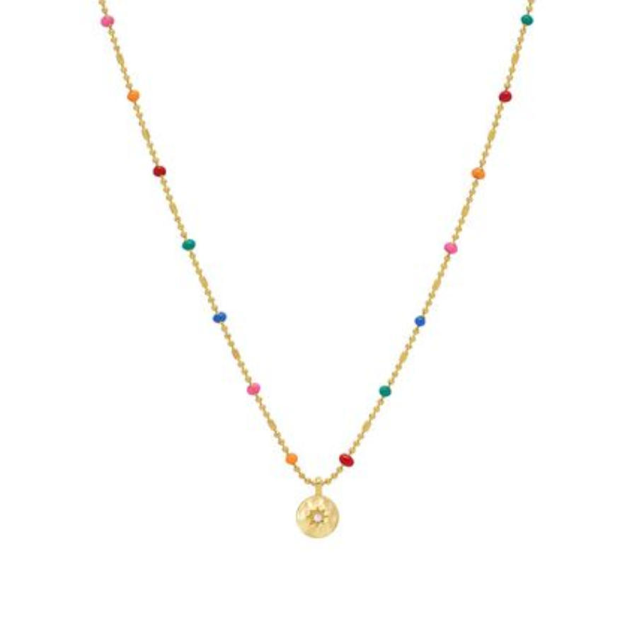 CZ Rainbow Pendant Beaded Necklace - HAYGEN