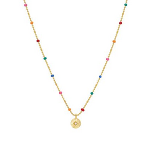 CZ Rainbow Pendant Beaded Necklace - HAYGEN