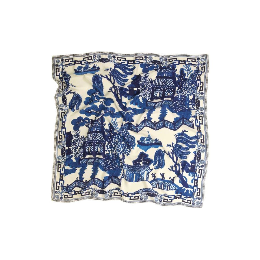 One Hundred Stars - Silk Scarf Giant Willow Blue - HAYGEN