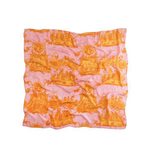 One Hundred Stars- Silk Scarf Ancient Columns Orange - HAYGEN