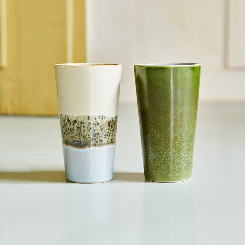 HKliving - 70s Ceramic Latte Mugs Set of 2 - Alpha - HAYGEN