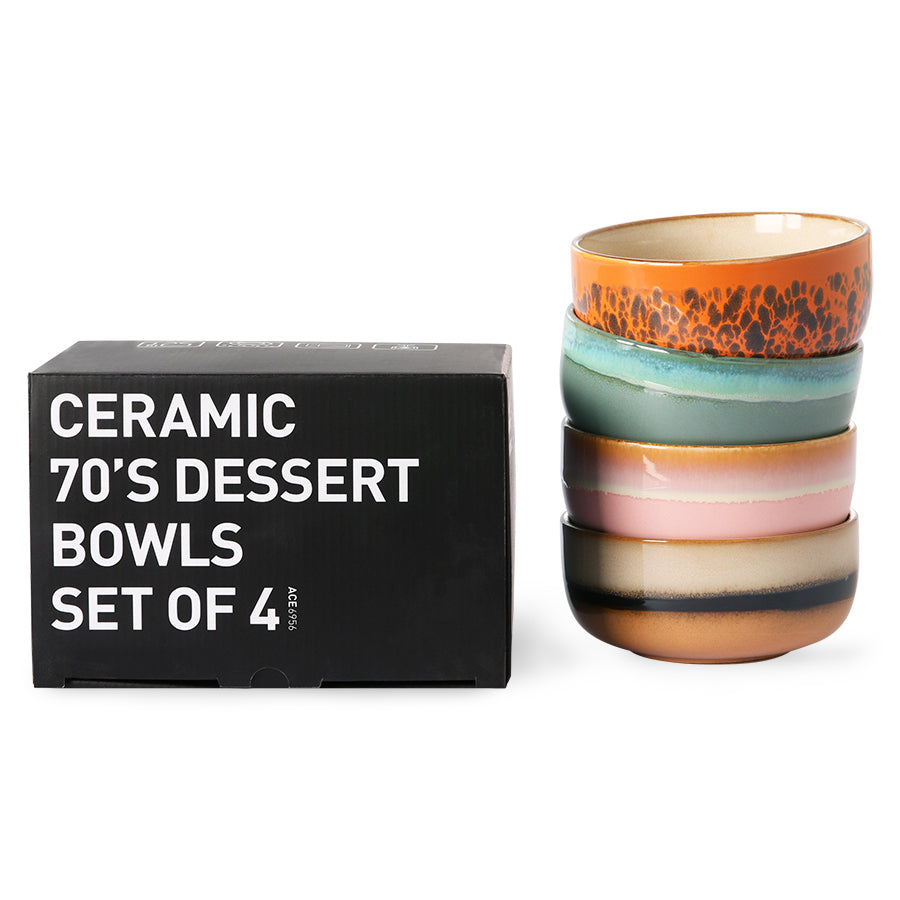 HKliving - 70s Ceramic Dessert Bowls Set of 4 - Sirius - HAYGEN