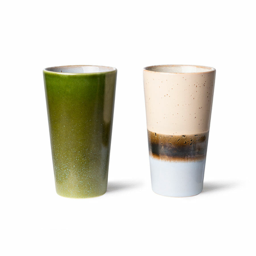 HKliving - 70s Ceramic Latte Mugs Set of 2 - Alpha - HAYGEN