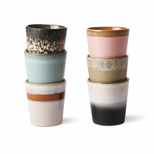 HKliving - 70s Ceramic Coffee Mugs - Set of 6 - Oberon - HAYGEN