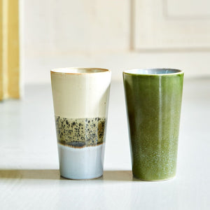 HKliving - 70s Ceramic Latte Mugs Set of 2 - Alpha - HAYGEN