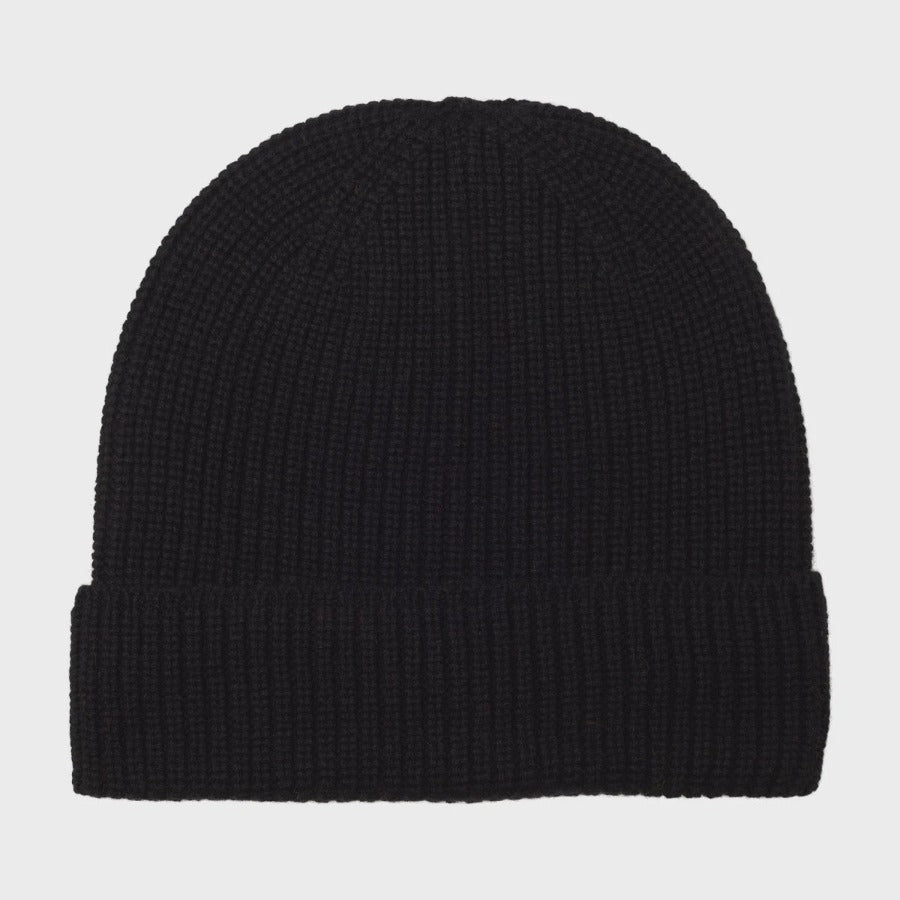 Somerville - Cashmere Rib Beanie Black - HAYGEN