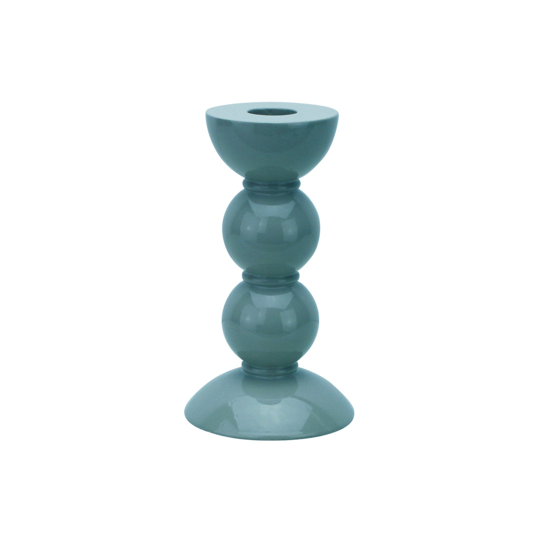 Addison Ross - Medium Chambray Blue Bobbin Candlestick - 14cm - HAYGEN