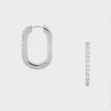 Crystal Encrusted Oval Hoops - Silver - HAYGEN