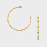 Fine Crystal Station Large Hoops - Emerald - HAYGEN