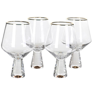 Set Of 4 Gold Rim Wine Glasses - HAYGEN