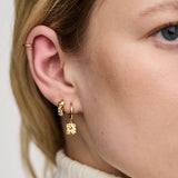 Molten Square Charm huggie hoops with Swarovski crystal - HAYGEN