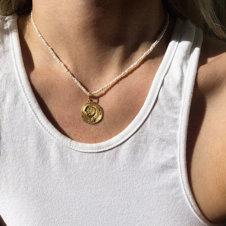 Hermina Athens - Luna Small Vintage Pearl Necklace - HAYGEN