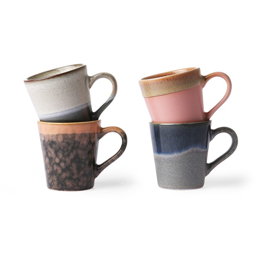 HKliving - Ceramic 70's Espresso Mugs (Set of 4) - HAYGEN