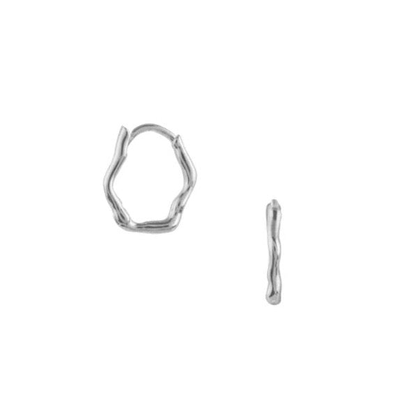 Organic Wave Huggie Hoops - Silver - HAYGEN