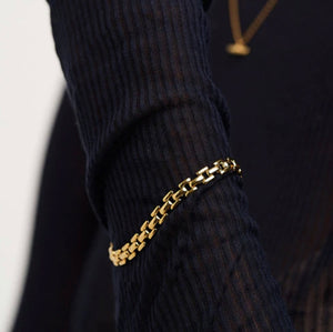 Slim Vintage Link Chain Bracelet - Gold - HAYGEN