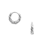 Rope Twist Huggie Hoop - Silver - HAYGEN