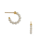 Pearl Threaded Huggie Hoops - HAYGEN