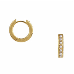 Pearl Beaded Molten Huggie Hoops Product Image