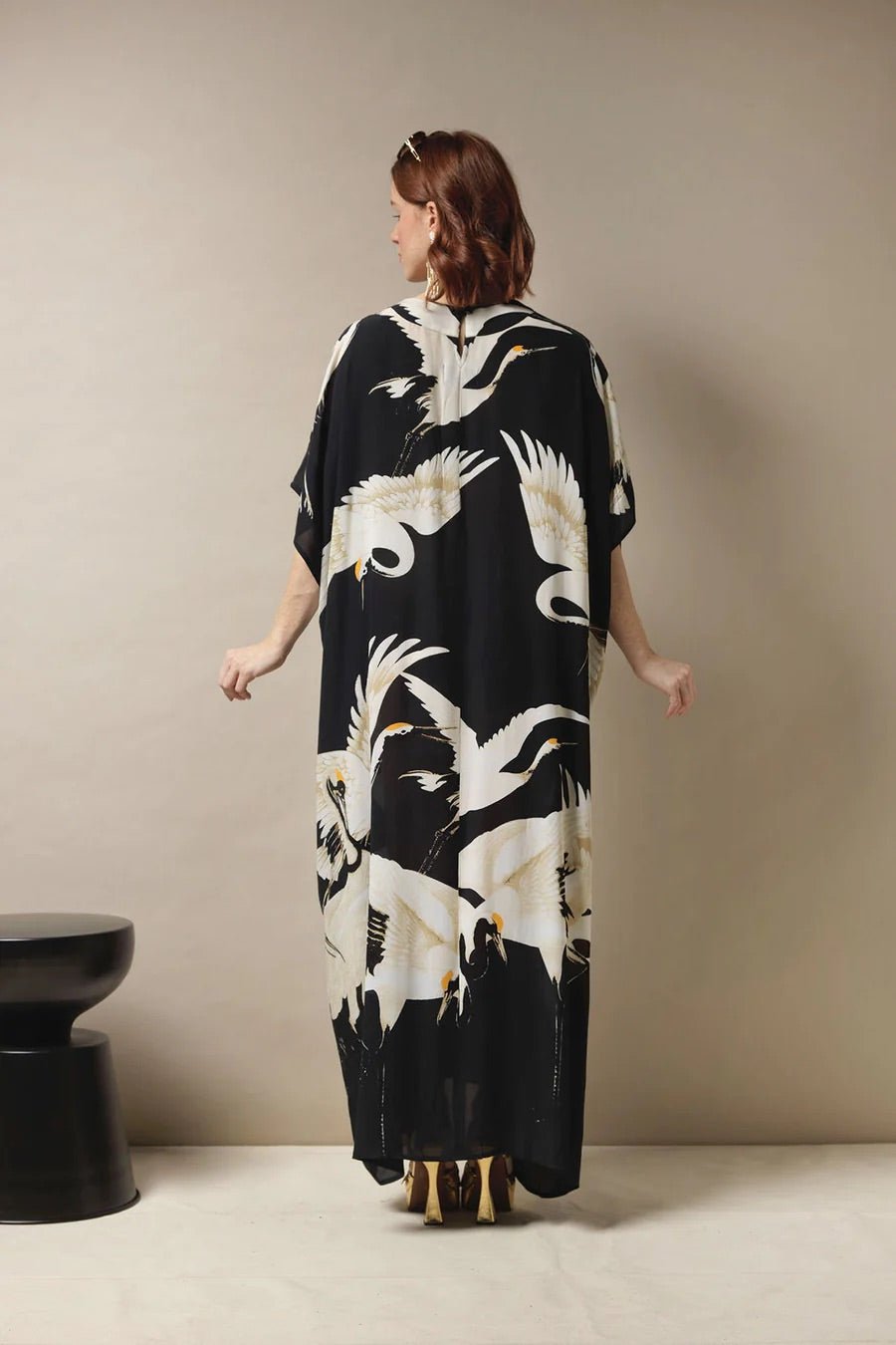 One Hundred Stars - Margeux Kaftan Stork Black - HAYGEN