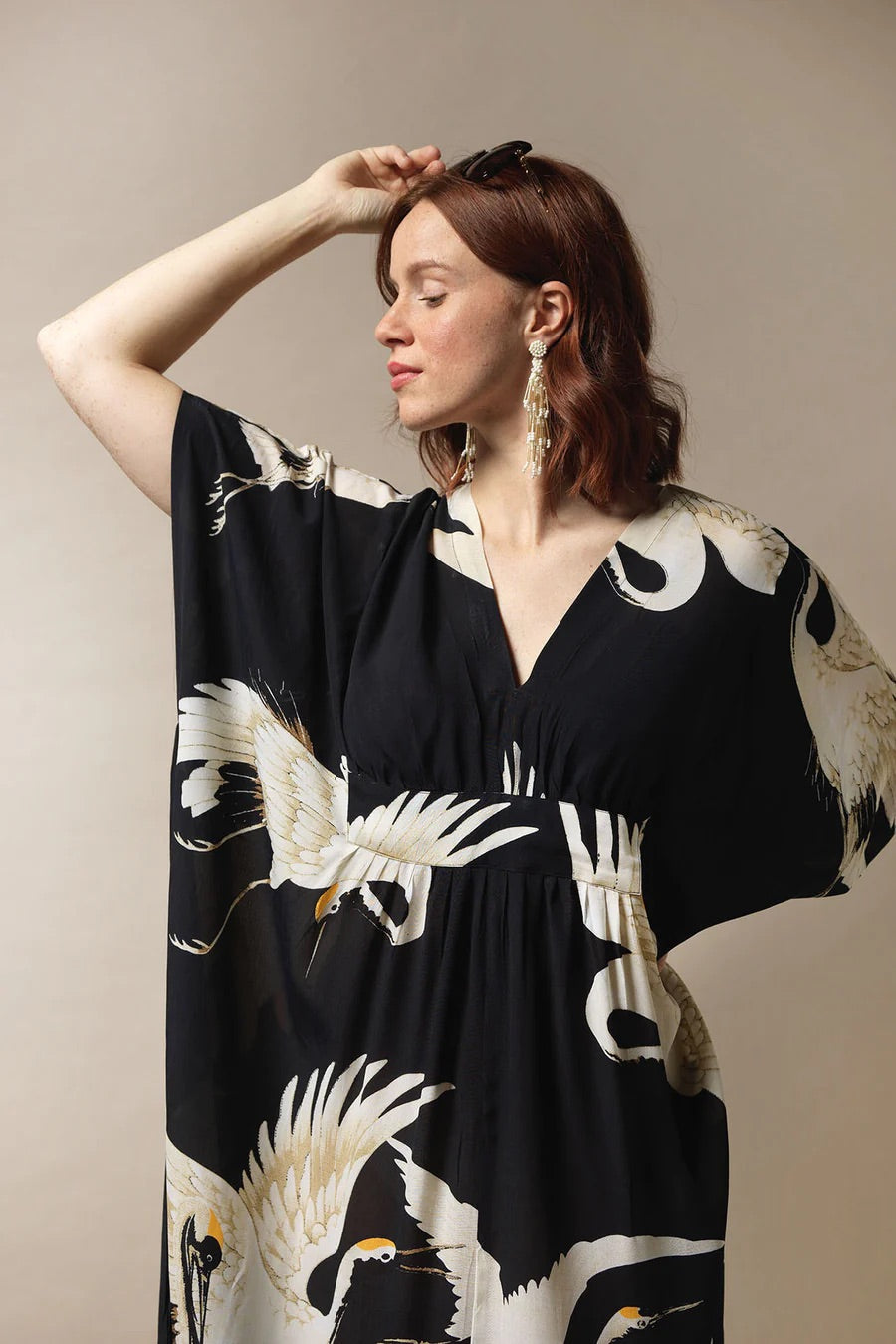 One Hundred Stars - Margeux Kaftan Stork Black - HAYGEN