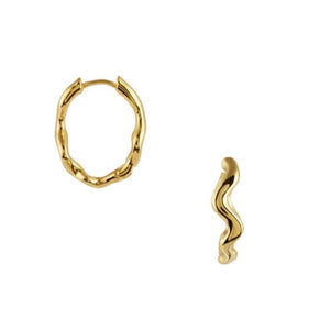 Organic Wave Oval Hoops - Gold - HAYGEN
