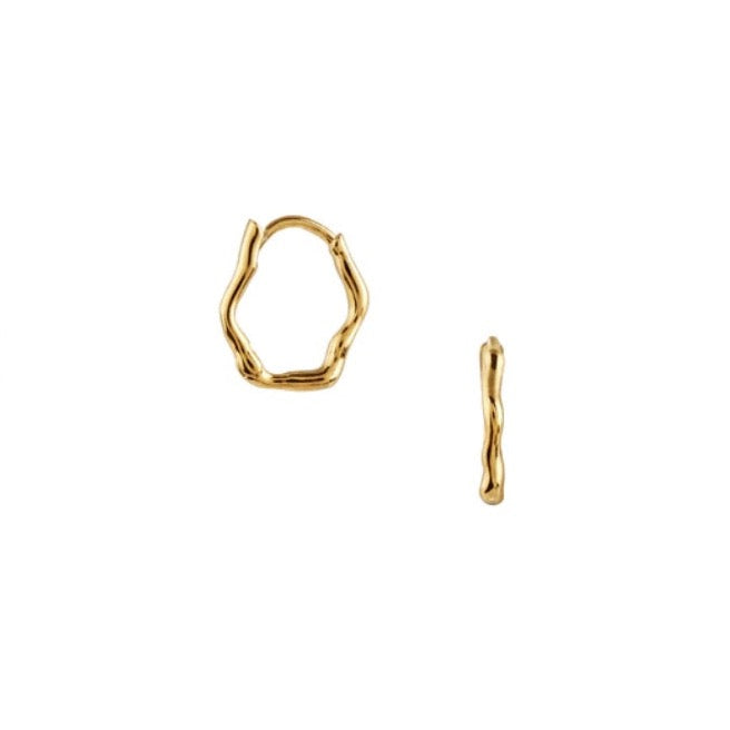 Organic Wave Huggie Hoops - Gold - HAYGEN