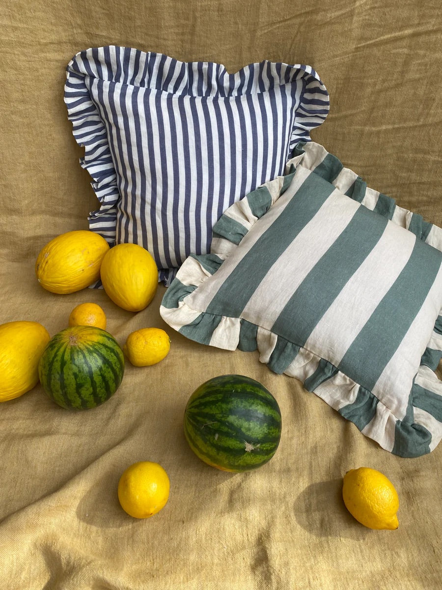 Amuse la Bouche - Blue candy stripe Cushion - HAYGEN