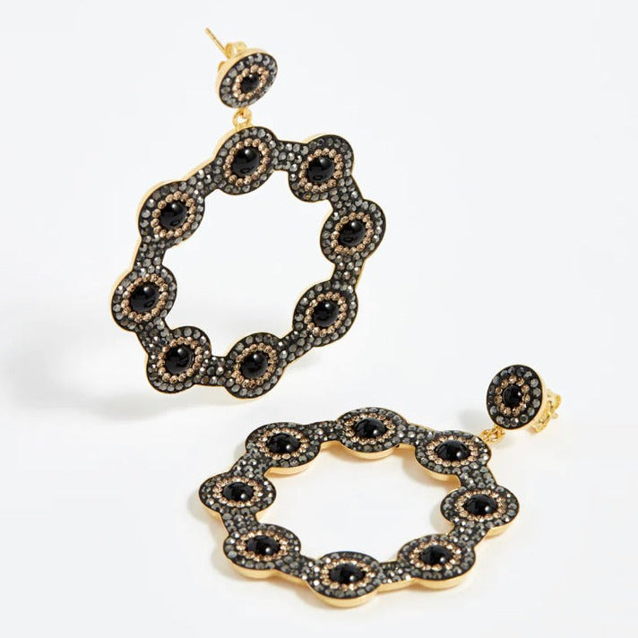 Soru - Onyx Hoop Earrings - Gold - HAYGEN