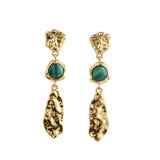 Statement Semi Precious Malachite Molten Drop Earrings - HAYGEN