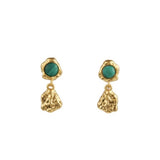 Molten and Semi Precious Malachite Drop Earrings - HAYGEN