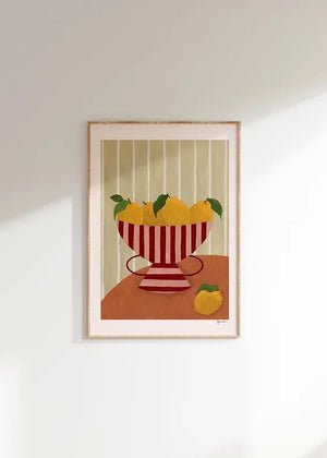 Lemons in Striped Bowl - 50x70cm - HAYGEN