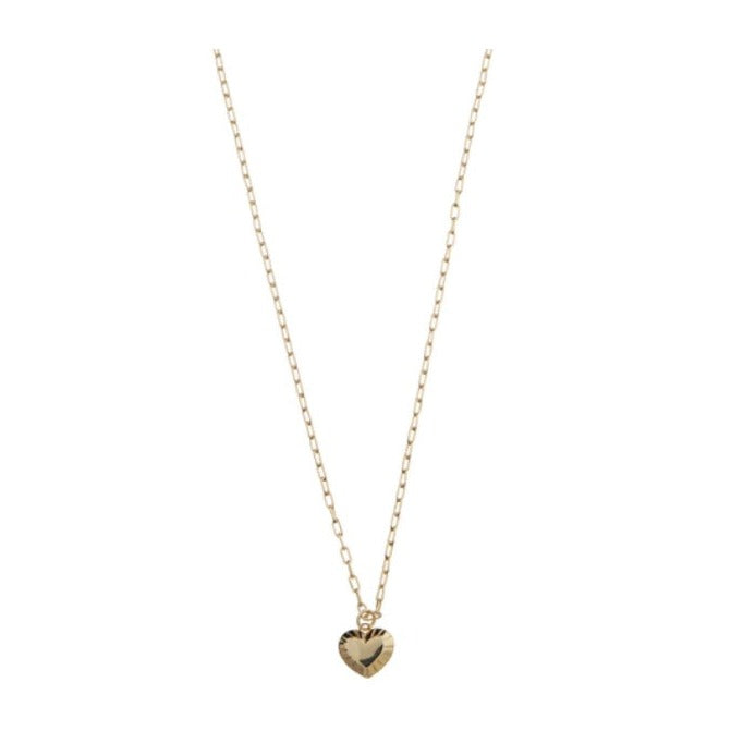 Etched Heart Charm Necklace - Gold - HAYGEN