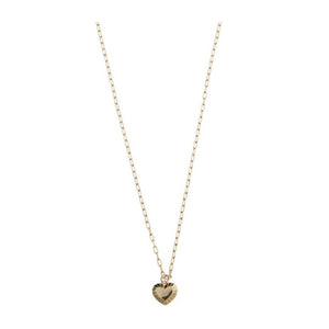 Etched Heart Charm Necklace - Gold - HAYGEN