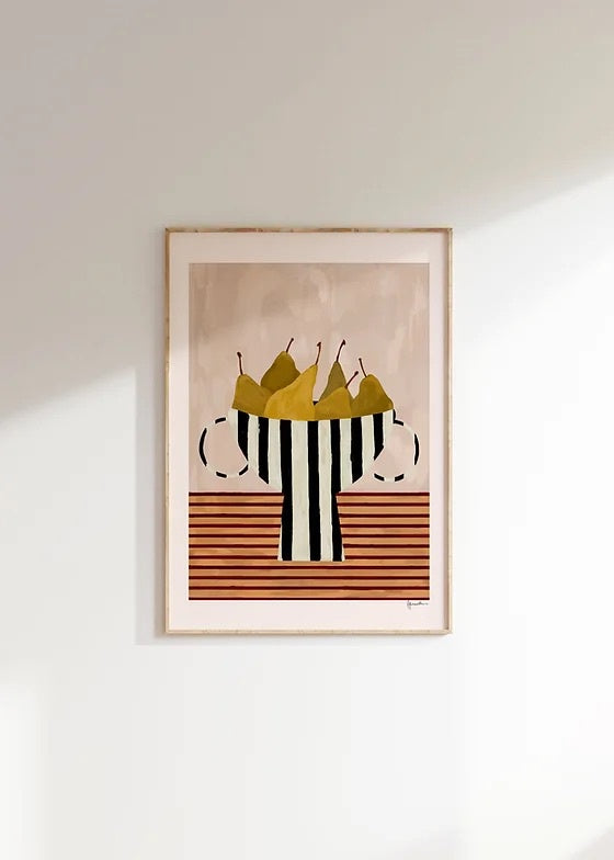 Pears in Black & White Bowl - 50x70cm - HAYGEN