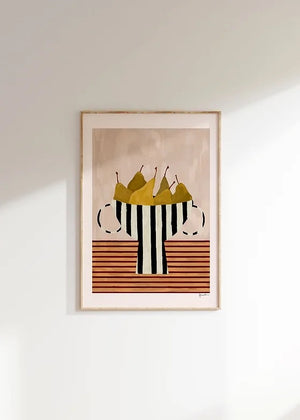 Pears in Black & White Bowl - 50x70cm - HAYGEN