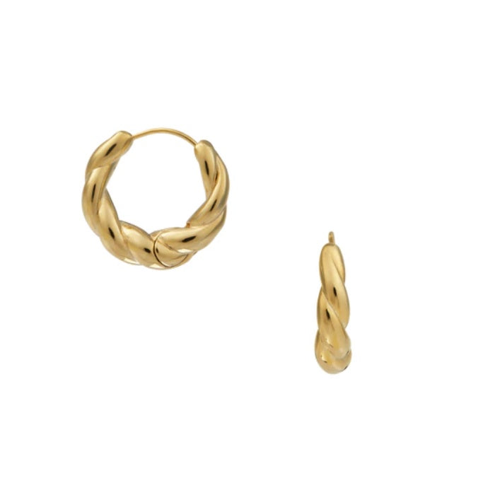 Rope Twist Mid size Hoops - Gold - HAYGEN