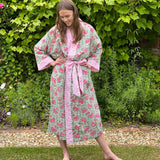 Block Print Kimono - Pink & Green Jaipur - HAYGEN