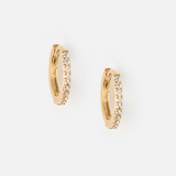 Mini Pave Huggie Hoop Earrings - Gold - HAYGEN