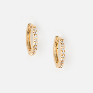 Mini Pave Huggie Hoop Earrings - Gold - HAYGEN
