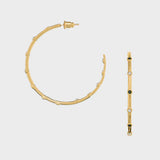 Fine Crystal & Pearl Station Large Hoops - Jet - HAYGEN