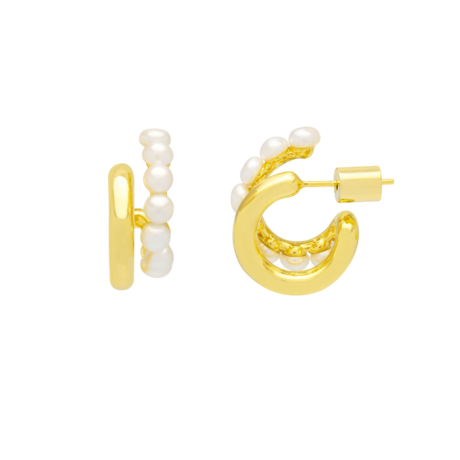 Pearl Double Illusion Hoops - HAYGEN