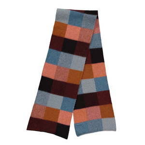 Quinton & Chadwick - Big Brushed Scarf - Brown, Coral & Blue - HAYGEN