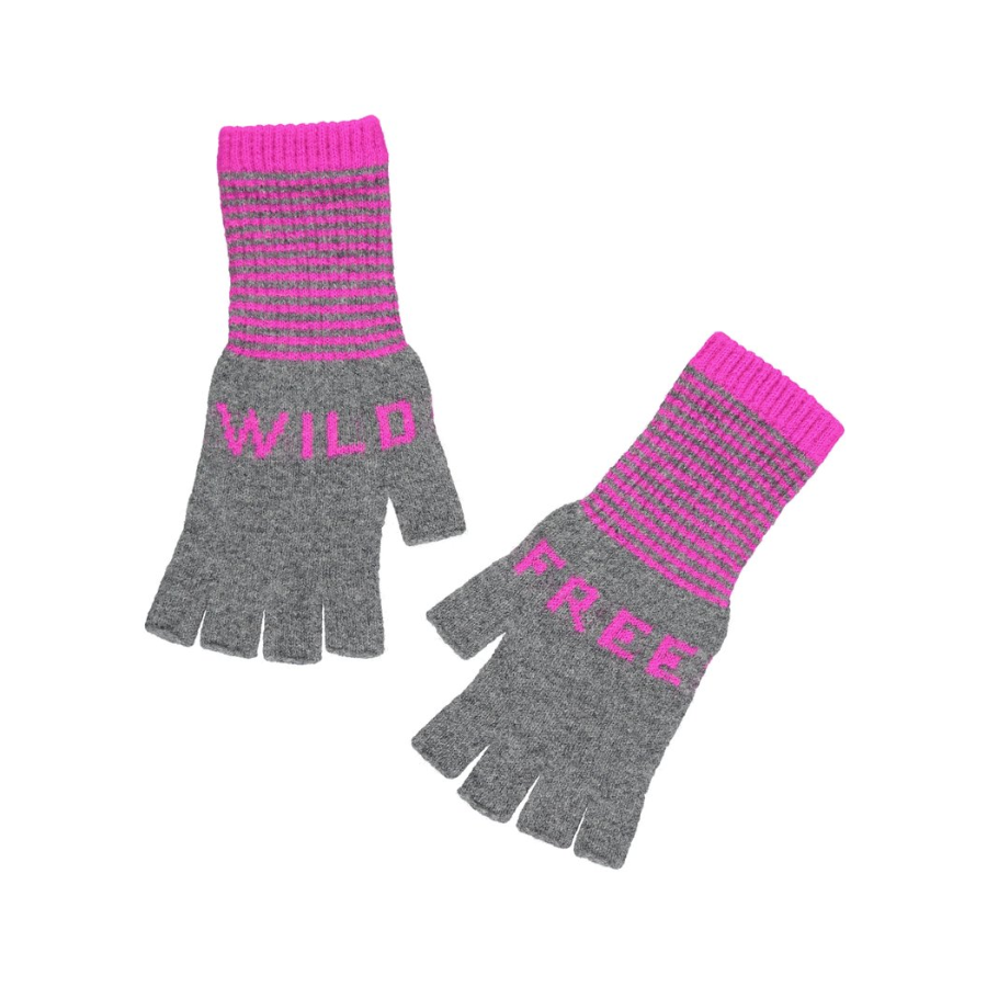 Quinton & Chadwick - WILD & FREE Fingerless Gloves - Grey & Fuschia - HAYGEN