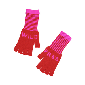 Quinton & Chadwick - WILD & FREE Fingerless Gloves - Red/Fuchsia - HAYGEN