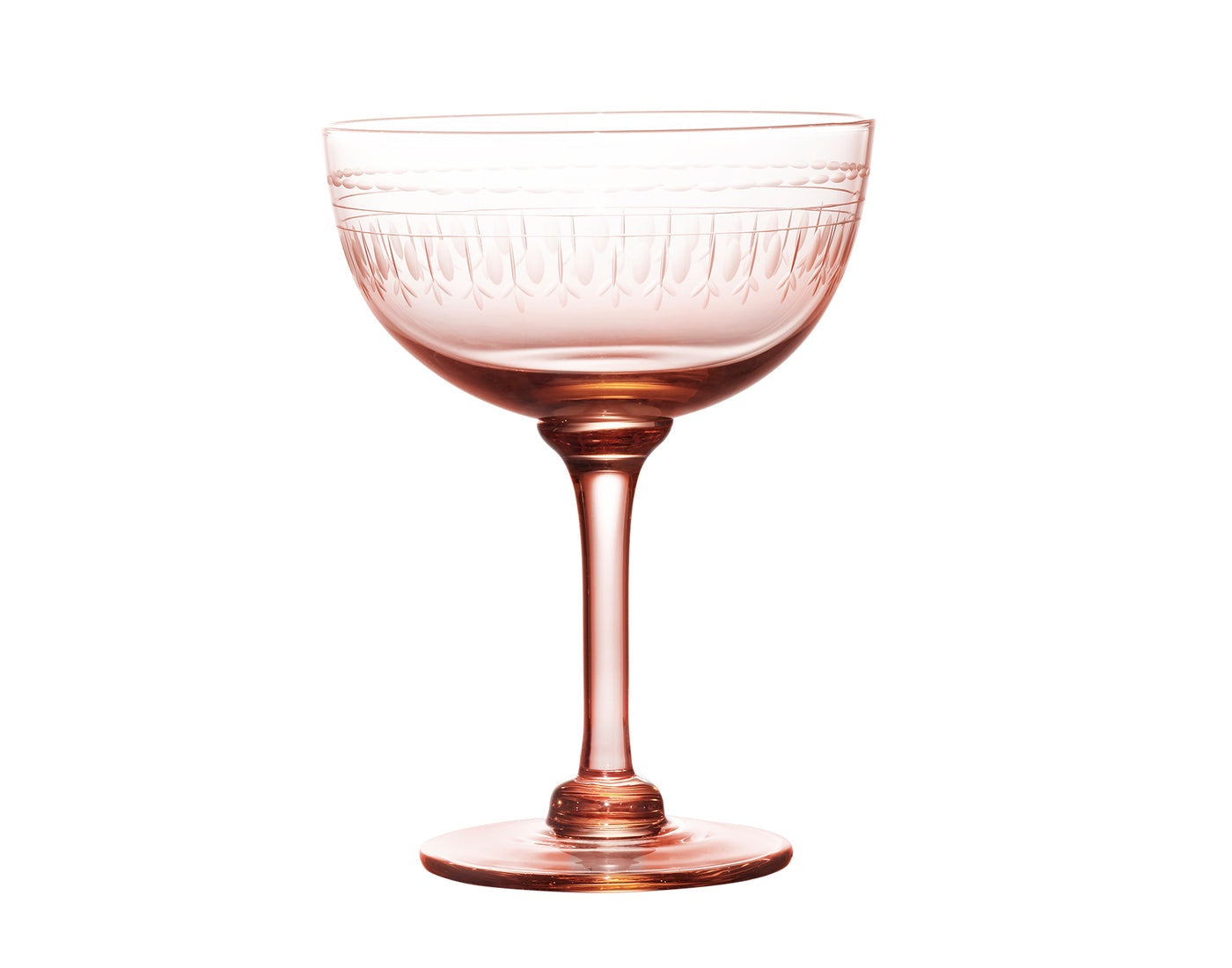 The Vintage List - Set of 4 Pink Champagne Saucers with Oval design - HAYGEN