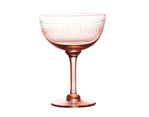 The Vintage List - Set of 4 Pink Champagne Saucers with Oval design - HAYGEN