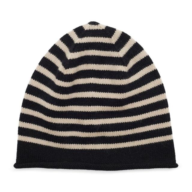 Cashmere Beanie - Black/Camel Breton - HAYGEN