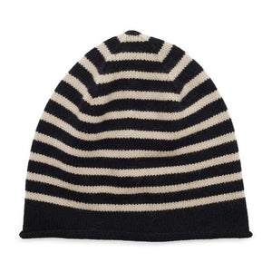 Cashmere Beanie - Black/Camel Breton - HAYGEN
