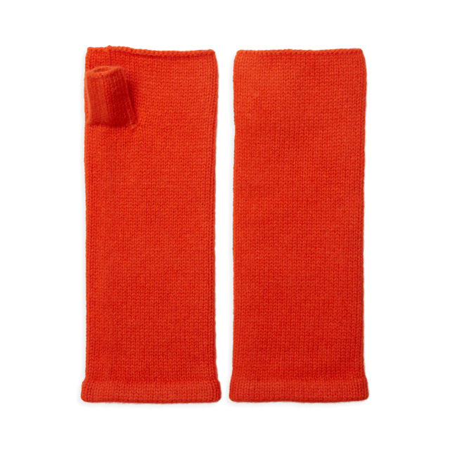 Cashmere Plain Knit Wrist Warmer - Neon Orange - HAYGEN
