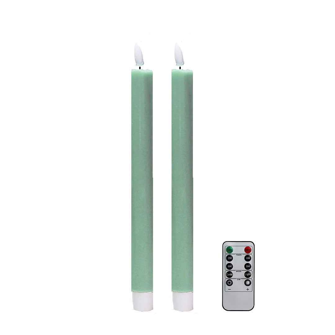 Addison Ross - Sage Green Wax Led Candles - Set Of 2 - HAYGEN